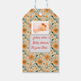 Etiquetas Para Regalos boho naranja flores bebé ducha pañal Napkin