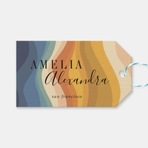 Etiquetas Para Regalos Boho Retro Script Líneas Onduladas Abstractas Amar