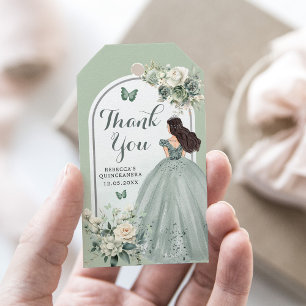 Etiquetas Para Regalos Boho Sage Green Rosas Chica 15 Años Gracias