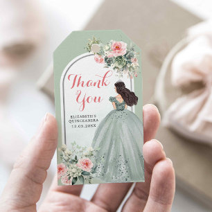 Etiquetas Para Regalos Boho Sage Green Rosas Chica 15 Años Gracias