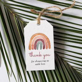 Etiquetas Para Regalos Boho Watercolor Arcoiris Baby Shower Gracias