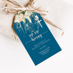 Etiquetas Para Regalos Boho Wildflower Navy Sip Sip Hooray Bridal Shower
