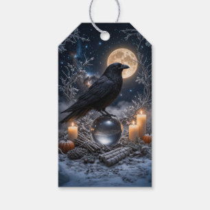 Etiquetas Para Regalos Bola de Cristal Cuervo de Yule del Solsticio de In