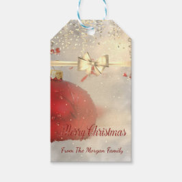 Etiquetas Para Regalos Bolas de Navidades elegantes, Bow, Confetti
