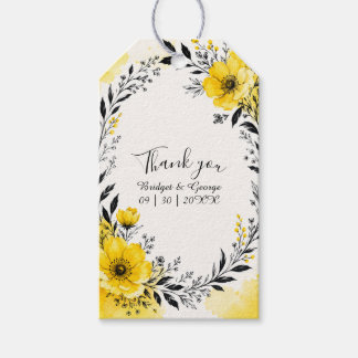 Etiquetas Para Regalos Bold Black Wreath Yellow Wedding Florals