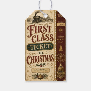 Etiquetas Para Regalos Boleto de Primera Clase para Navidad
