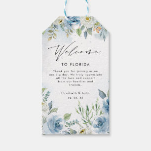Etiquetas Para Regalos Bolsa de bienvenida con flores de color azul y bla