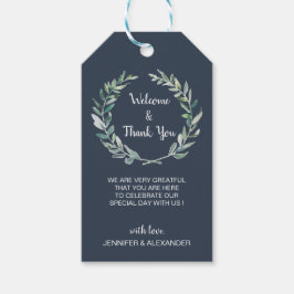 Etiquetas Para Regalos Bolsa de bienvenida de boda con hojas de acuarela 