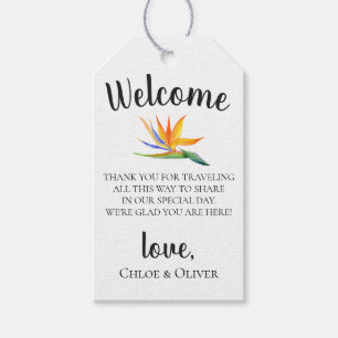 Etiquetas Para Regalos Bolsa de bienvenida de Boda de la isla botánica