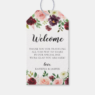 Etiquetas Para Regalos Bolsa de bienvenida de Boda floral de Rubor en Bor