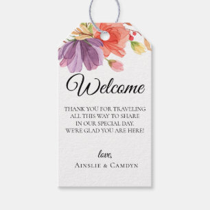 Etiquetas Para Regalos Bolsa de bienvenida de Wispy Floral Boda