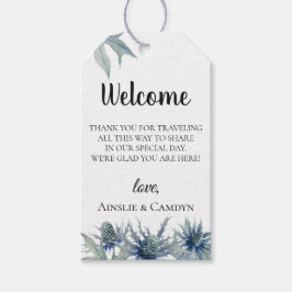 Etiquetas Para Regalos Bolsa de bienvenida del Boda del cardo azul