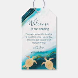 Etiquetas Para Regalos Bolsa de bienvenida Gold Turtles Beach Wedding