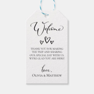 Etiquetas Para Regalos Bolsa de bienvenida para Bodas de corazones simple