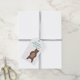 Etiquetas Para Regalos Bolsa de Favor del Oso Marrón Moderno de Cumpleaño