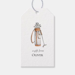 Etiquetas Para Regalos Bolsa de golf acuarela Golfistas