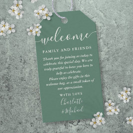 Etiquetas Para Regalos Bolsa de la cesta de bienvenida de Eucalyptus Gree