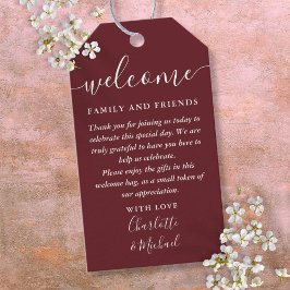 Etiquetas Para Regalos Bolsa de la Cesta de Bienvenida de la Boda Rosa de