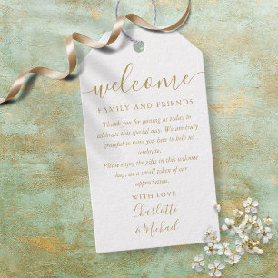 Etiquetas Para Regalos Bolsa de regalo de bienvenida para bodas con escri