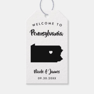 Etiquetas Para Regalos Bolsas de bienvenida para Boda de Pensilvania, map