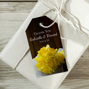 Etiquetas Para Regalos Bolsas de Favor de Boda de Madera Rústica Daffodil