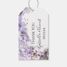 Etiquetas Para Regalos Bolsas de Favor de Boda Morado Lilac Flores Acuáti