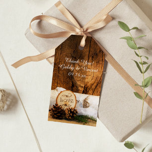 Etiquetas Para Regalos Bolsas de Favor de la Boda Rústica y el Árbol de A
