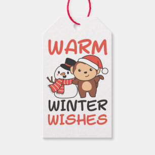 Etiquetas Para Regalos Bolsas de regalo de Snowman con el invierno cálido