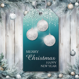 Etiquetas Para Regalos Bombillas de Navidades de Purpurinas plateados Ver