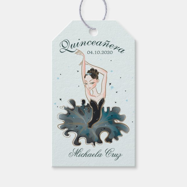 Etiquetas Para Regalos Bonito Esmeralda Quinceanera (Anverso)