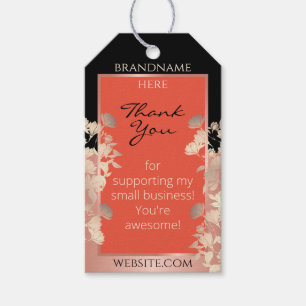 Etiquetas Para Regalos Bonito Naranja floral Red y Rosa Personalizado de 