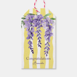 Etiquetas Para Regalos Bonito Tiras onduladas con floral violeta para ell