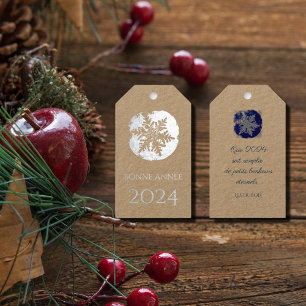 Etiquetas Para Regalos Bonne Annee - copo de nieve - plata 2022