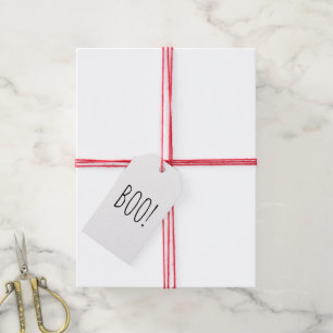 Etiquetas Para Regalos Boo blanco y negro minimalista simple Halloween