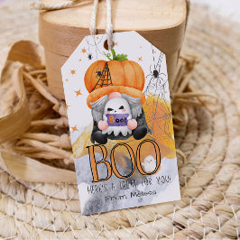 Etiquetas Para Regalos BOO naranja gnome halloween truco para tratar el f