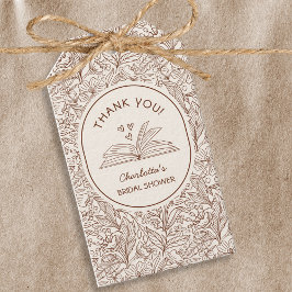 Etiquetas Para Regalos Book Theme Brown Floral Literary Bridal Shower