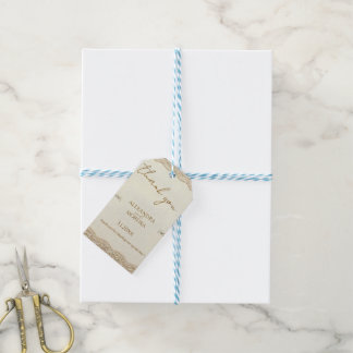 Etiquetas Para Regalos Borde de encaje crema vintage elegante boda