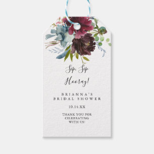 Etiquetas Para Regalos Borgoña Floral Green Sip Sip Hooray Bridal Shower