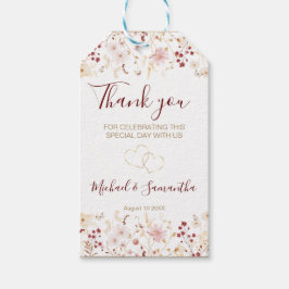 Etiquetas Para Regalos Borgoña y Boda de flores silvestres de Rubor