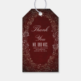 Etiquetas Para Regalos Borgoña y Boda del aliento del bebé dorado