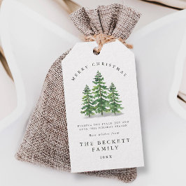 Etiquetas Para Regalos Bosque de Navidad de pino acuarela