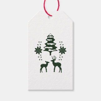 Etiquetas Para Regalos Bosque invernal verde y ciervos festivos