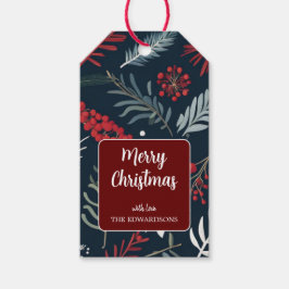 Etiquetas Para Regalos Botánica de invierno Feliz Navidad