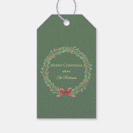 Etiquetas Para Regalos Botanical Christmas Wreath Modern Script 