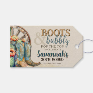 Etiquetas Para Regalos Botas y Burbujas Favoritas de Vaquera Country Occi