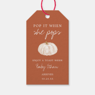 Etiquetas Para Regalos Botella de calabaza Baby Shower Champagne