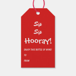 Etiquetas Para Regalos Botella de vino Sip Sip Hooray Funny