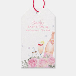 Etiquetas Para Regalos Botellas de champán Rosa Poppin Baby Shower