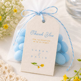 Etiquetas Para Regalos Botón de oro azul y amarillo editable boda