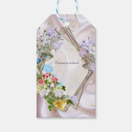 Etiquetas Para Regalos Bouquets de Rosas multicolores sobre texturas de s